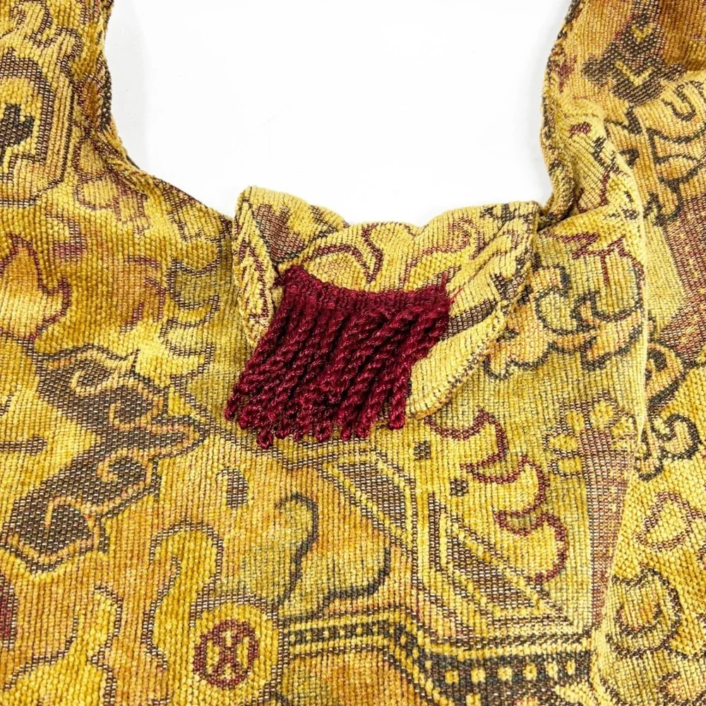 Handmade Bohemian Tapestry Shoulder Bag Red Fringe Tassel Boho Festival - Picture 2 of 11